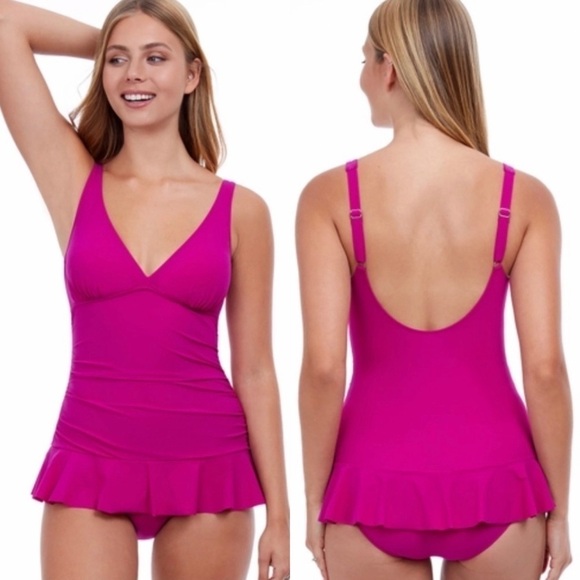 NWT Profile Gottex Tutti Fruitti D-Cup V-Neck Peplum One Piece Swimsuit - Picture 1 of 7